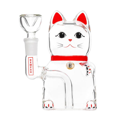 Hemper Lucky Money Cat Glass Water Pipe | 14mm F - Headshop.com