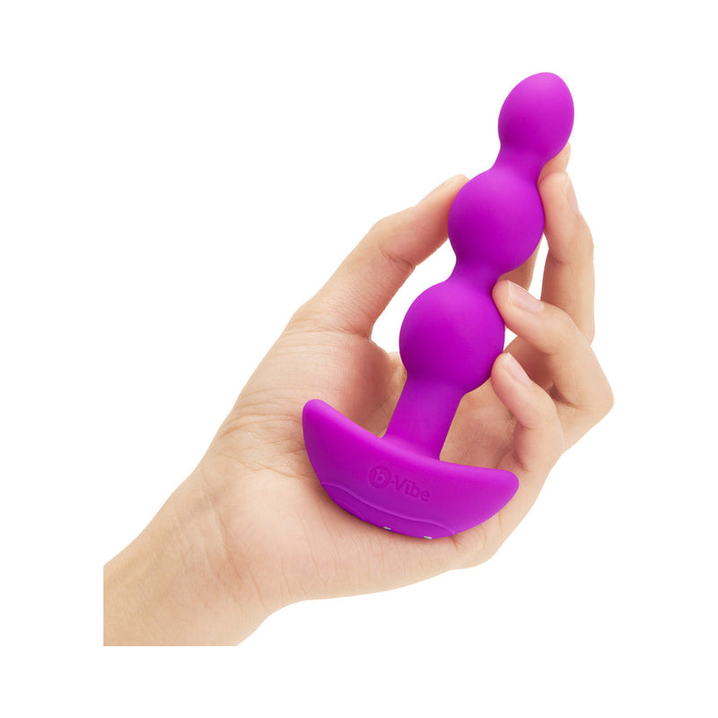 b-Vibe Triplet Rechargeable Remote-Controlled Vibrating Anal Beads Plug Fuchsia