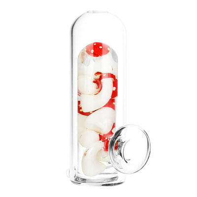 Shroom Party Glow In The Dark Glass Hand Pipe - 5.25" - Headshop.com