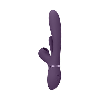 VIVE ENA Rechargeable Thrusting Silicone G-Spot Vibrator with Flapping Tongue and Air Wave Stimulator Purple