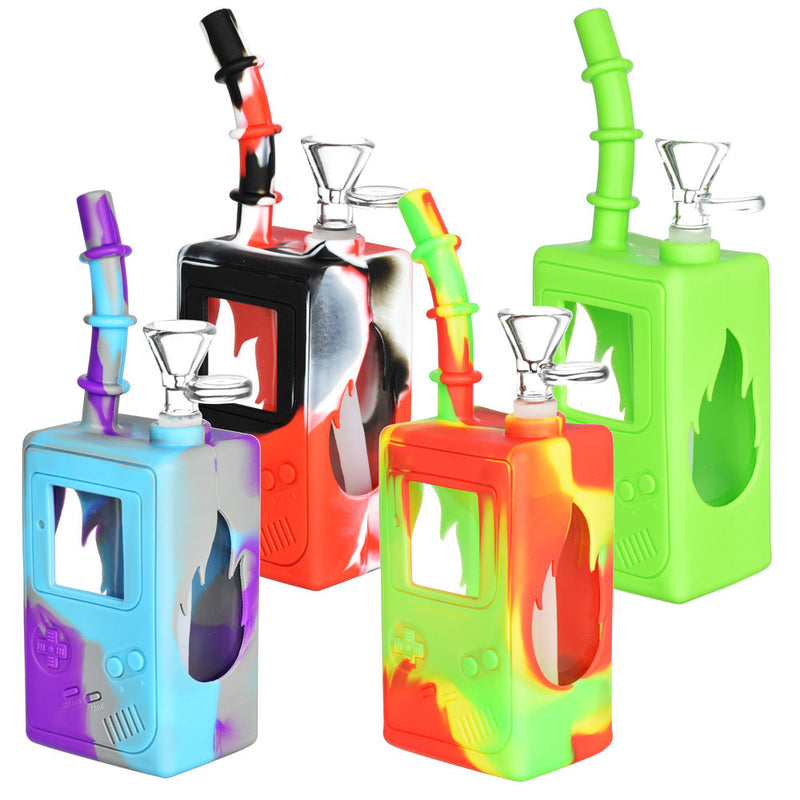 Game Box Silicone/Glass Water Pipe - 7.5"/14mm F/Colors Vary - Headshop.com