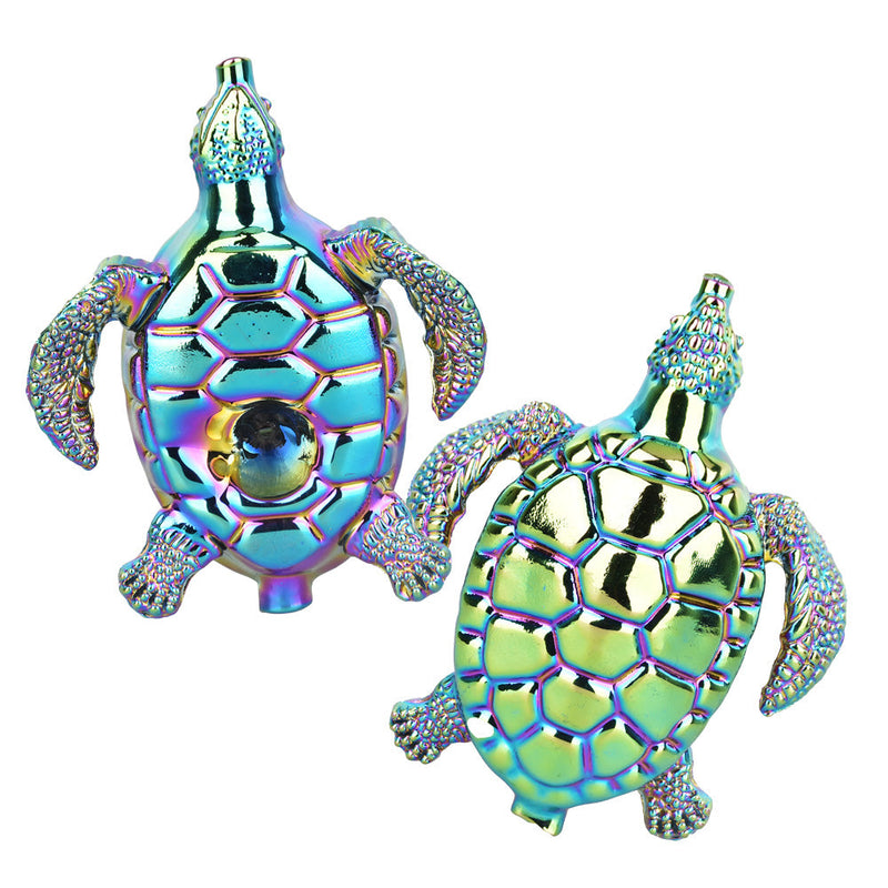 Luxurious Loggerhead Electroplated Glass Hand Pipe - 4.5" / Colors Vary - Headshop.com