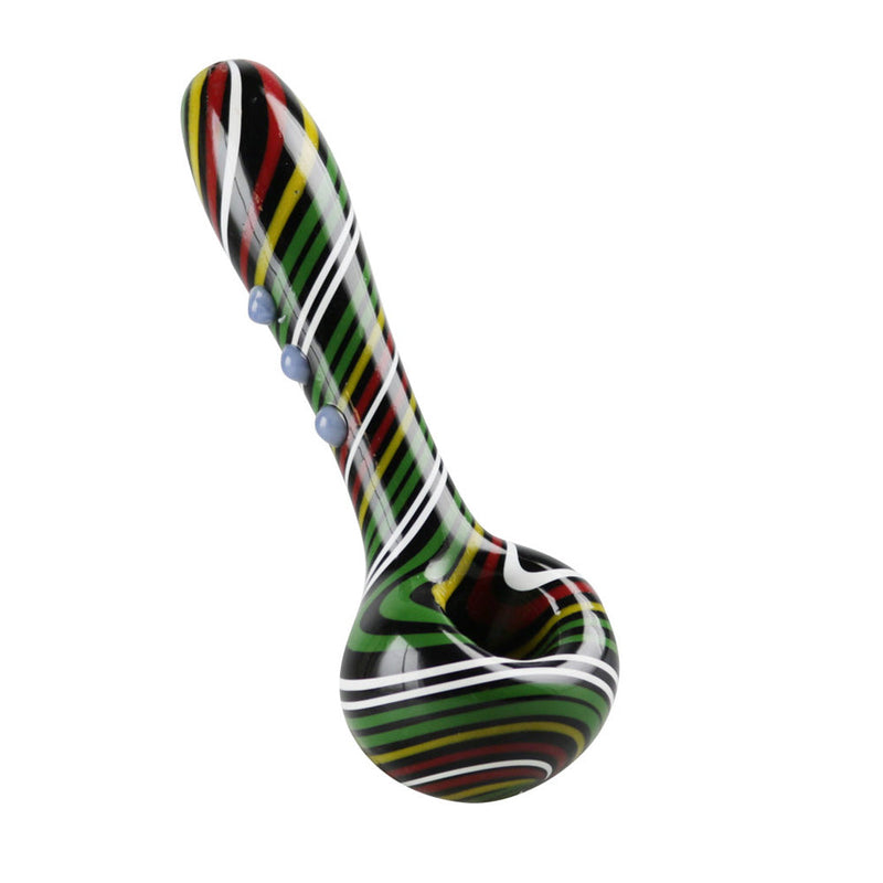 Rasta Worked Swirl Hand Pipe - 5.25" - Headshop.com