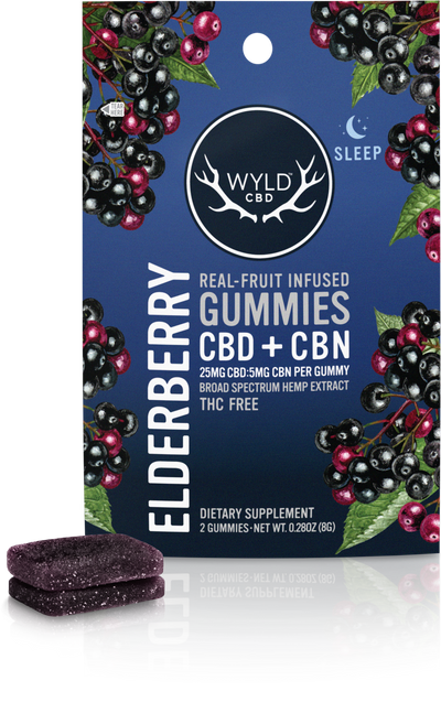 WYLD CBD Real Fruit Infused CBD + CBN Sleep Elderberry Gummies - Headshop.com