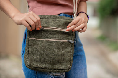 Core Hemp Multi Pocket Crossbody Purse - Banyan Green - Headshop.com