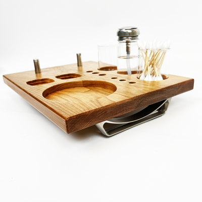 Zenco Sipping Vaporizer Basic All  Wood Tray for Organizing Your Dab Session with ISO Dispenser and Swab Jar - Headshop.com