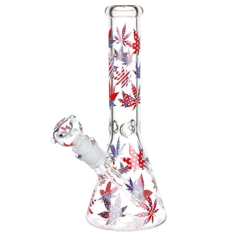 Patriotic Leaf Beaker Glass Water Pipe - 10.25" / 14mm F - Headshop.com