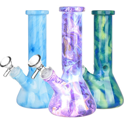 Marbled Glass Beaker Water Pipe | 14mm F | Colors Vary - Headshop.com