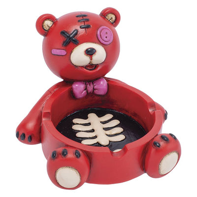 Fujima Zombie Bear Polyresin Ashtray - Red / 5.75"x4.9" - Headshop.com