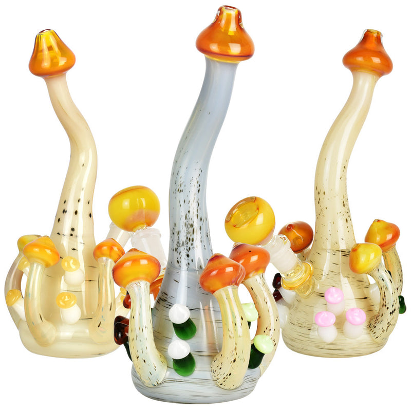 Mushroom Cluster Water Pipe - 9.5" / 14mm F / Colors Vary - Headshop.com