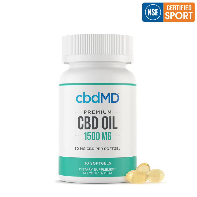 cbdMD Broad Spectrum Softgel Capsules NSF Certified - 1500MG, 30ct - Headshop.com