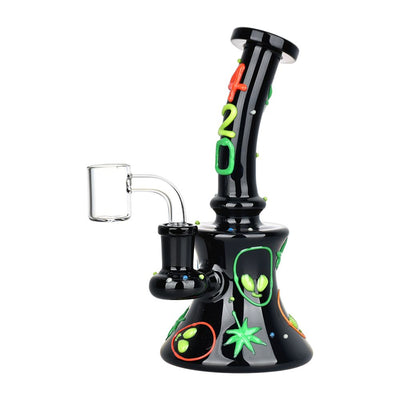 420 Alien Glow In The Dark Glass Dab Rig - 6.5" / 14mm F - Headshop.com