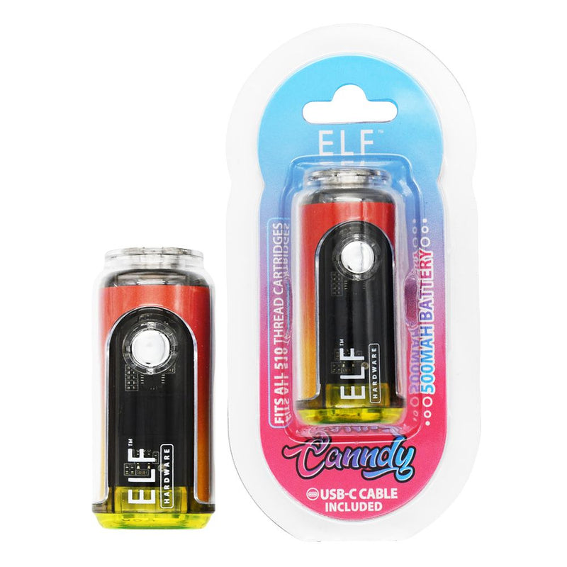 15CT DISPLAY - ELF Hardware Canndy 510 Cart Vape Battery - 500mAh / Assorted Colors