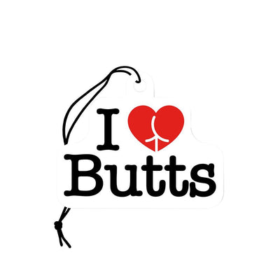 Wood Rocket Car Air Freshener - I Heart Butts / Apple Scent / 4"x3"