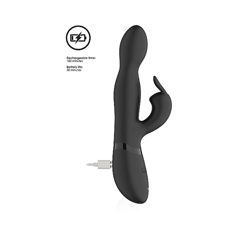 VIVE NIVA Rechargeable 360° Rotating Silicone Rabbit Vibrator Black