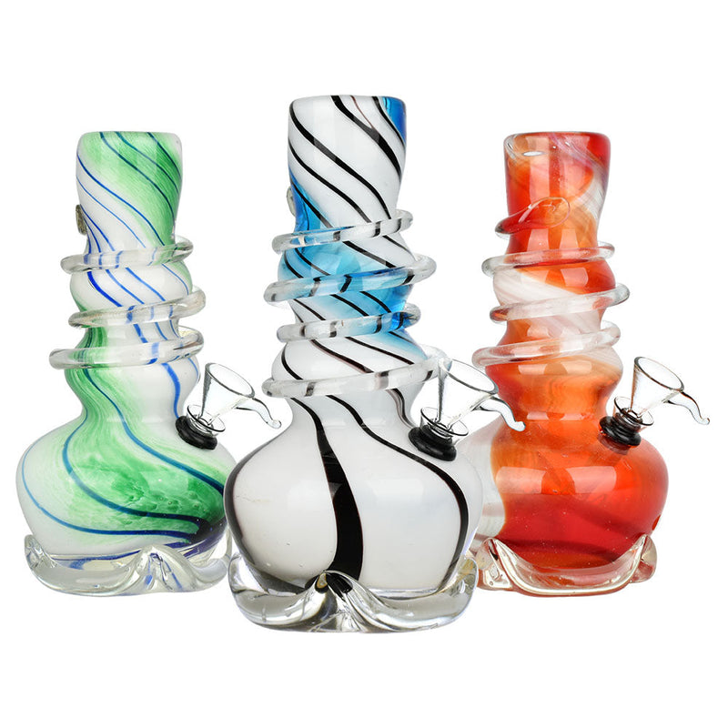 Vivid Vase Striped Soft Glass Water Pipe - 8" / Colors Vary - Headshop.com