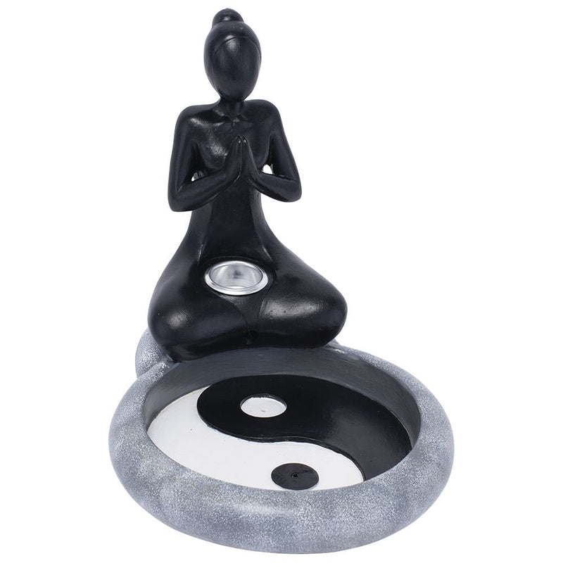 Fujima Yin Yang Yoga Backflow Cone Polyresin Incense Burner - 6" - Headshop.com