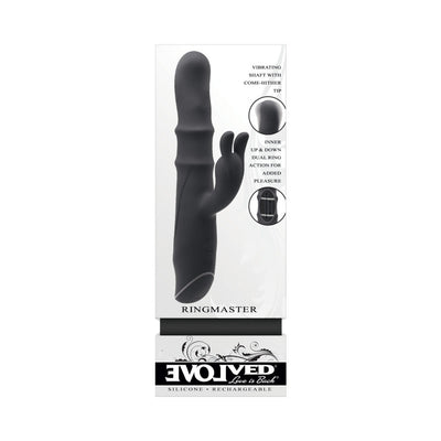 Evolved Ringmaster Rechargeable Dual Stim Vibe Silicone Black