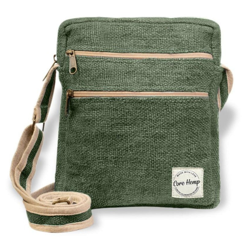 Core Hemp Multi Pocket Crossbody Purse - Banyan Green - Headshop.com