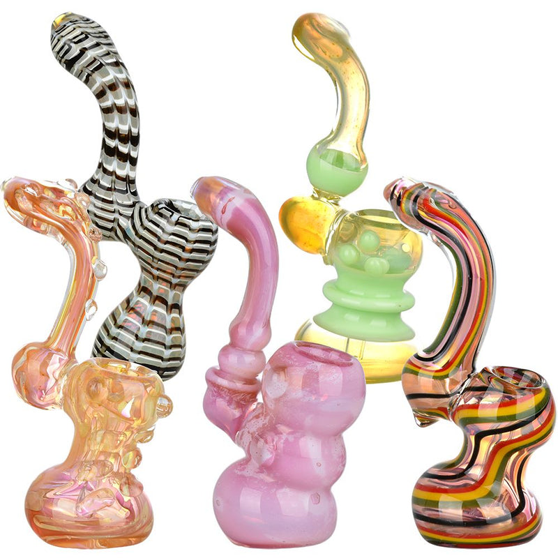 10CT BUNDLE - Illustrious Assortment Glass Sherlock Bubblers - 5.5" - 6.25" - Headshop.com