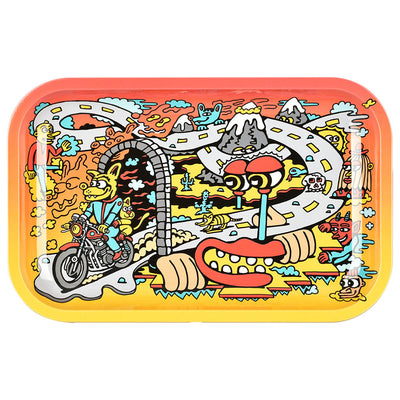 Pulsar Metal Rolling Tray W/ Lid - Road Trip / 11" x 7" - Headshop.com