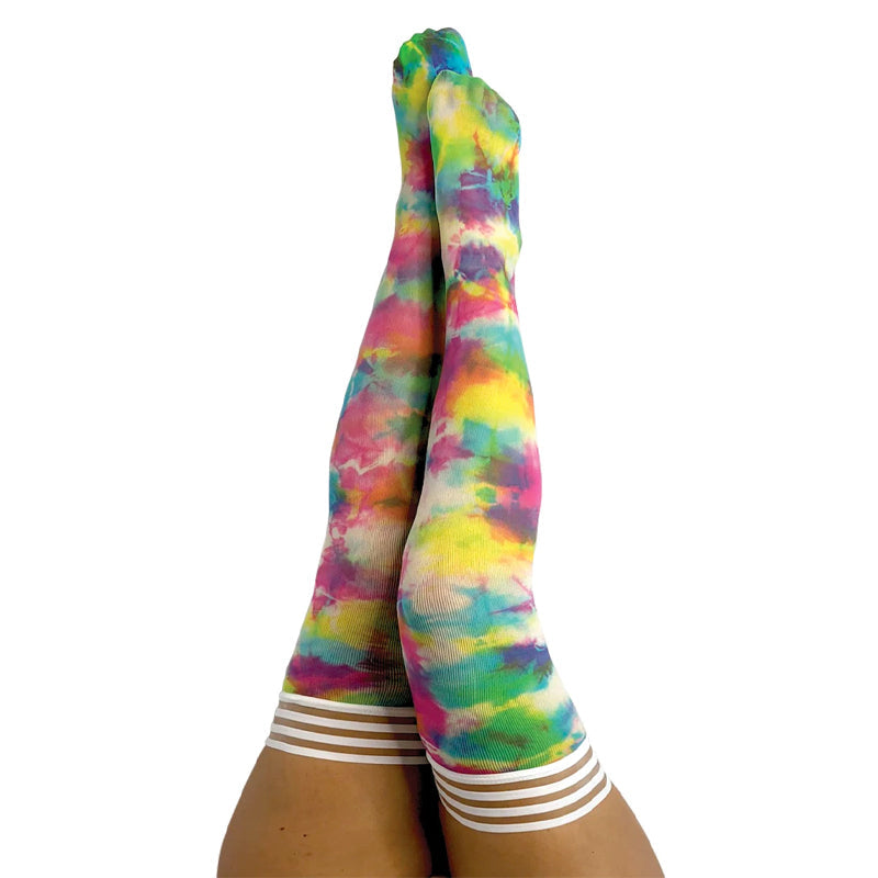 Kixies Gilly Rainbow Tie-Dye Thigh-High Size D - Headshop.com