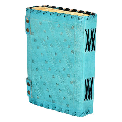 Blue Leather & Quartz Embossed Leather Journal - 5"x7"