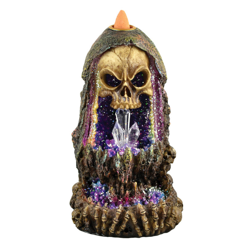 Geode Skull Backflow Incense Burner w/ LED - Headshop.com