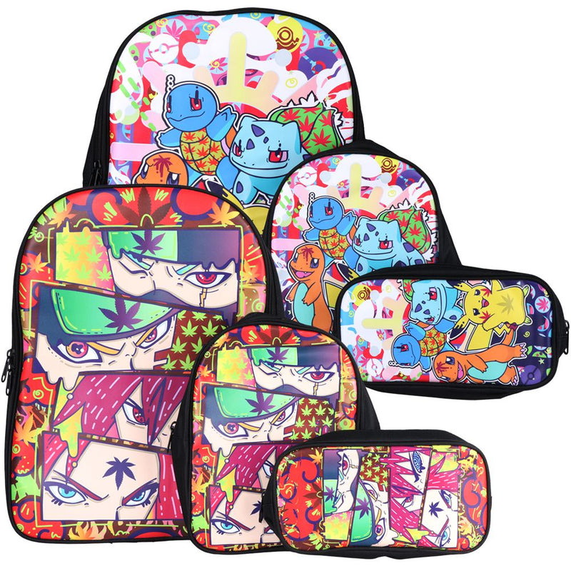 Dabtized Smoker Anime Backpack & Zipper Pouch | 3pc Set | 14" x 16.5"