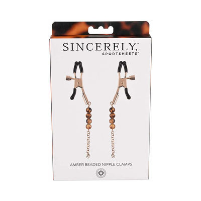 Sincerely, Sportsheets Amber Adjustable Beaded Nipple Clamps Tortoiseshell - Headshop.com