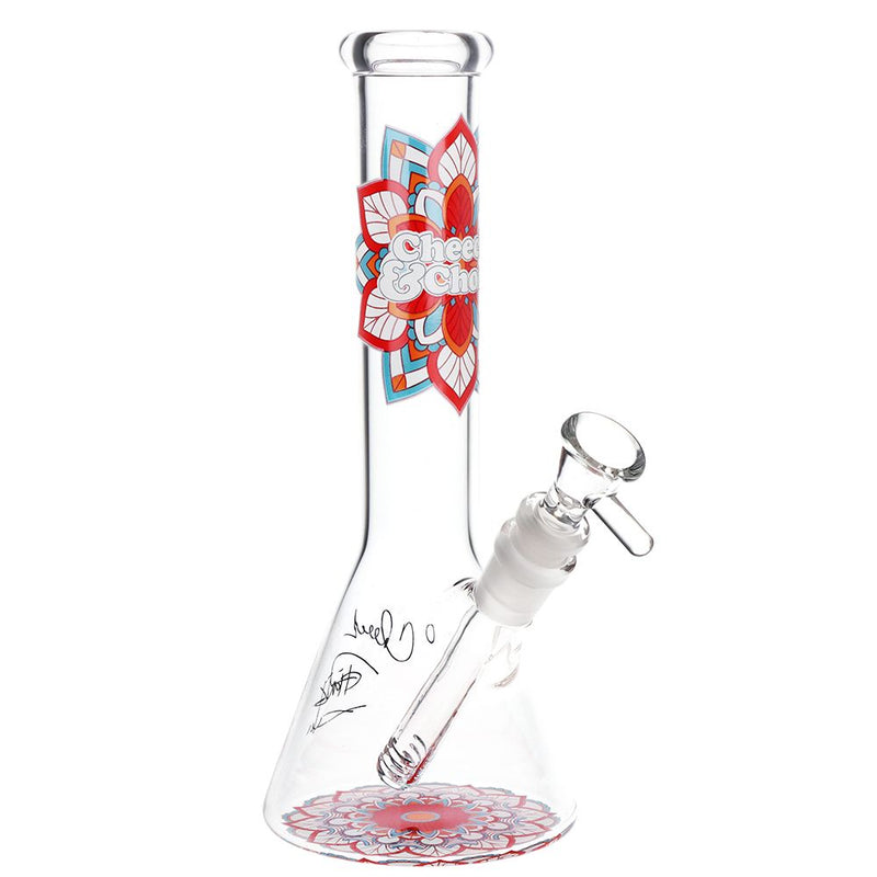 Cheech & Chong Glass Mandala Glow Glass Beaker Water Pipe - 10" / 14mm F