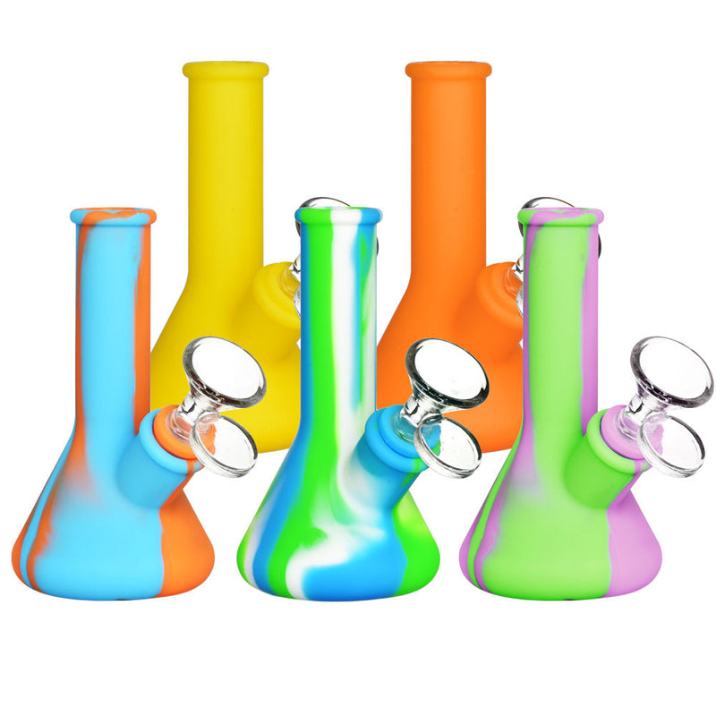 Silicone Beaker Travel Water Pipe- 5" / 14mm F / Colors Vary - Headshop.com