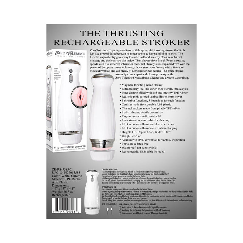 Zero Tolerance Rechargeable Thrusting Stroker With Movie Download White