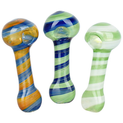 Retro Swirl Glass Spoon Pipe - 4.75" / Colors Vary - Headshop.com