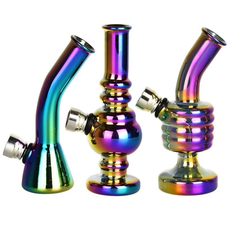 Rainbow Glass Fixed Bowl Mini Water Pipe - 4.75"/Styles Vary - Headshop.com