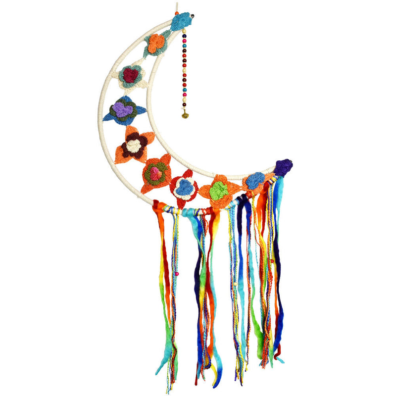 ThreadHeads Rainbow Flower Moon Dreamcatcher w/ Tassels - Headshop.com