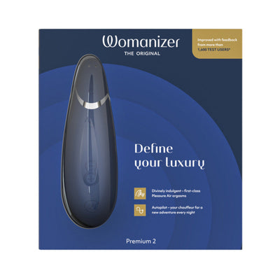 Womanizer Premium 2 Rechargeable Silicone Luxurious Pleasure Air Clitoral Stimulator Blueberry