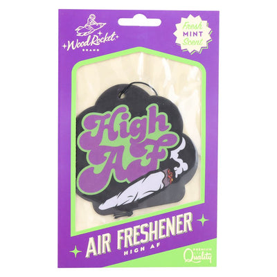 Wood Rocket Car Air Freshener - High AF / Mint Scent / 3.5"x3.5"