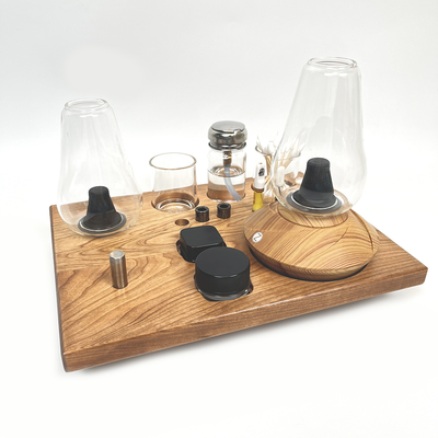 Zenco Sipping Vaporizer Basic All  Wood Tray for Organizing Your Dab Session with ISO Dispenser and Swab Jar - Headshop.com