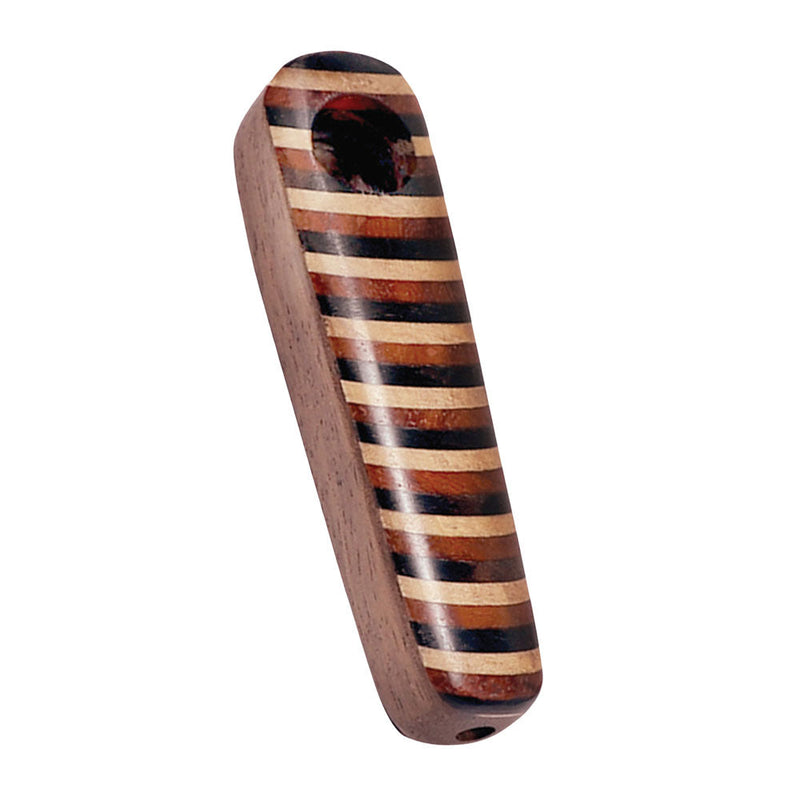 Striped Oblong Wood Pipe - 3.5" / Styles Vary - Headshop.com