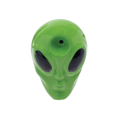 Wacky Bowlz Alien Head Ceramic Hand Pipe | 3" - Headshop.com