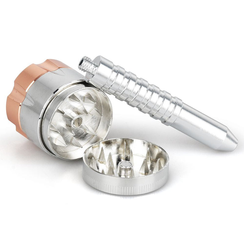 Six Shooter Aluminum Hand Pipe + Grinder - 4.5" 12ct - Headshop.com