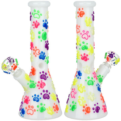 Paws for the Cause Glow in Dark Beaker Water Pipe - 10" / 14mm F - Headshop.com