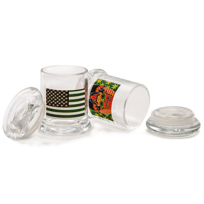 Striko Glass Jar - 3" / 420 Designs - 12PC DISPLAY - Headshop.com