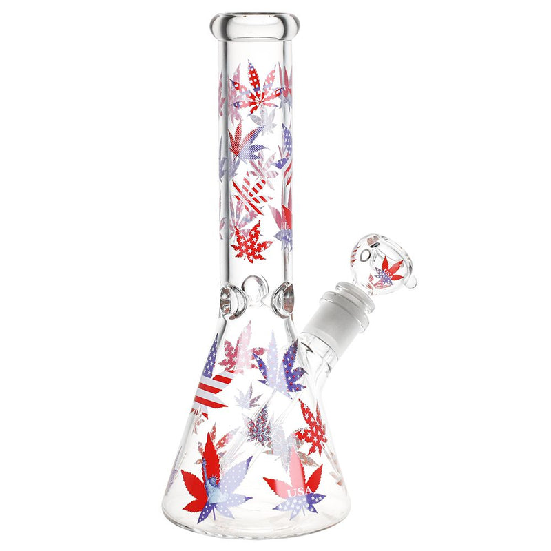 Patriotic Leaf Beaker Glass Water Pipe - 10.25" / 14mm F - Headshop.com