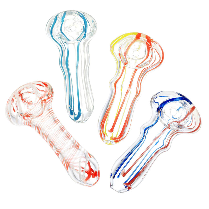 Sada Color Striped Clear Glass Hand Pipe - 2.75"/Colors Vary - Headshop.com