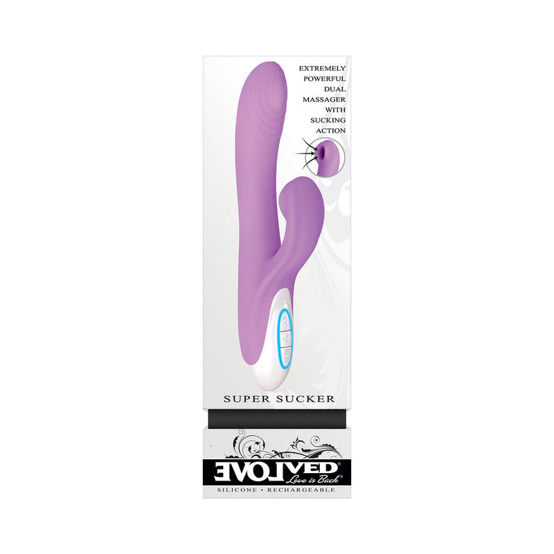 Evolved Super Sucker Rechargeable Thumping Suction Silicone Dual Stimulator Purple