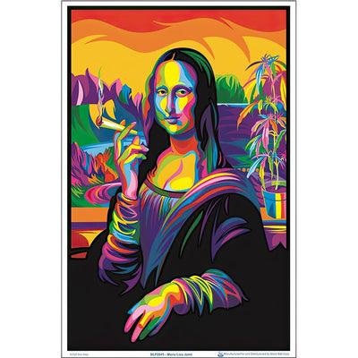 Psychedelic Mona Lisa Flocked Black Light Poster - 23"x35"