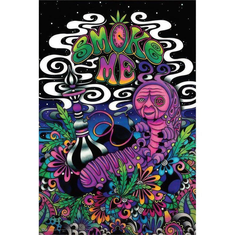 Smoke Me by Brizbazaar Hookah Caterpillar Black Light Poster