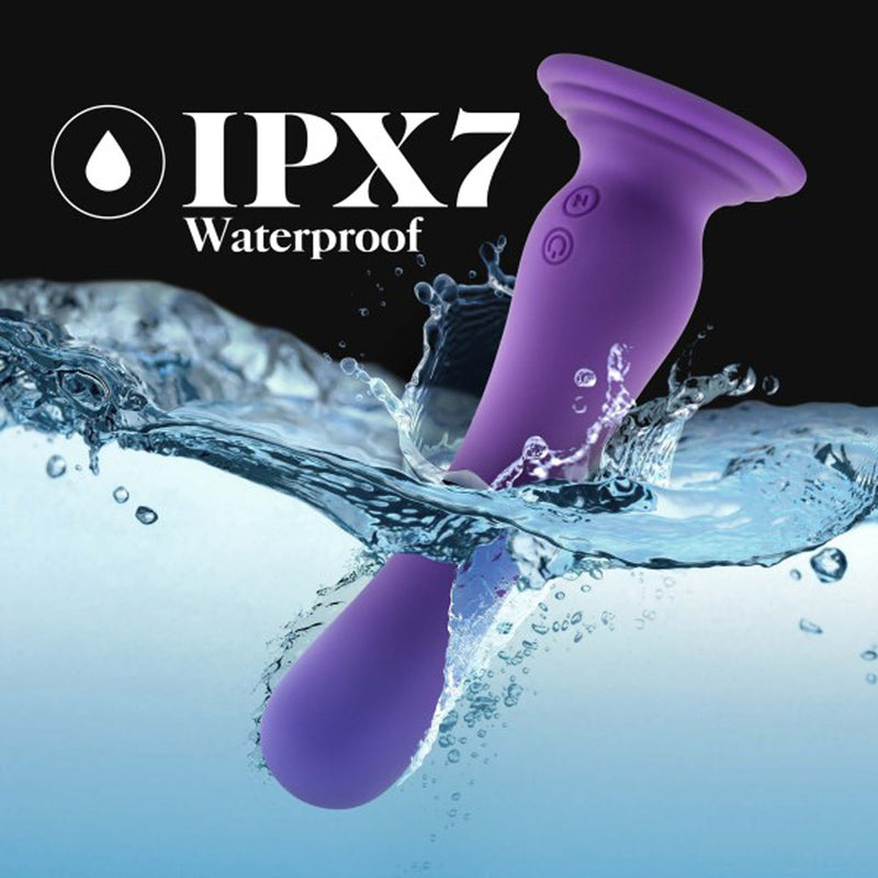 Impressions Ibiza Rechargeable Silicone 7.75 in. Vibrating Dildo with Suction Cup Plum